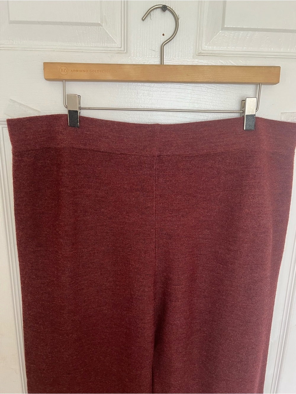 The Reset R Label 100% Wool Essential Knit Pants Wide Leg Burgundy Red Sz XL NWT - Picture 8 of 11